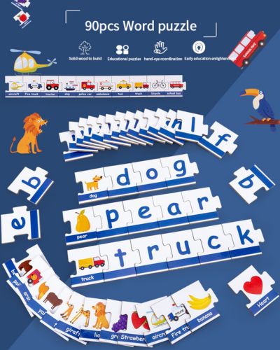 Összeilleszthető betükkel, angol szókirakós, oktató játék - gyerekeknek 3 éves kortól - puzzle