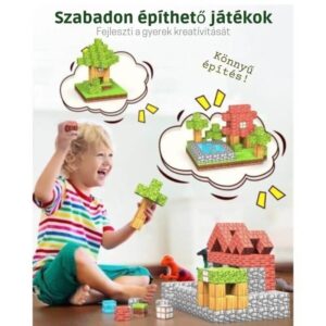 Minecraft-stílusú mágneses építőkockák – Erdei menedék