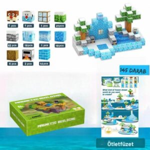Minecraft-stílusú mágneses építőkockák – Hó- és jég világa
