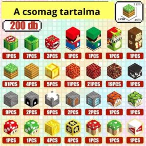 Minecraft-stílusú mágneses építőkockák – S-Mario világa
