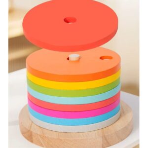 Montessori Fa Szivárvány Torony – készségfejlesztő  játék 2-5 éveseknek