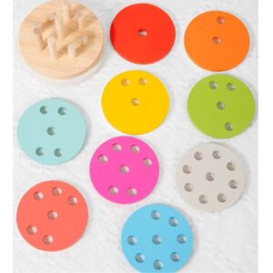 Montessori Fa Szivárvány Torony – készségfejlesztő  játék 2-5 éveseknek