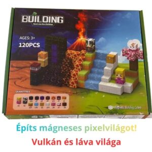 Minecraft-stílusú mágneses építőkockák – Vulkán és láva világa