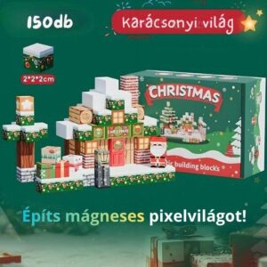 Minecraft-stílusú mágneses építőkockák – Karácsonyi Világ